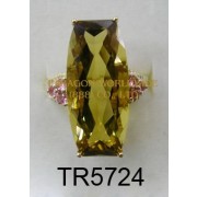 10K Yellow Gold Ring  Whisky Quartz and Pink Tourmarine - TR5724 