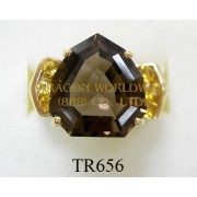 10K Yellow Gold Ring  Smoky and Citrine -  TR656