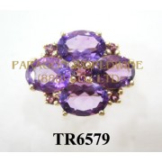 10K Yellow Gold Ring  Amethyst and Rhodolite - TR6579 