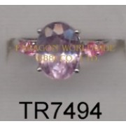 10K White Gold Ring  Kunsite and Pink Sapphire - TR7494 