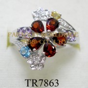 10K White Gold Ring Multi and White Diamond - TR7863 