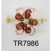 10K Yellow Gold Ring  Pink Jade and Garnet - TR7986 
