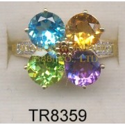 10K Yellow Gold Ring  Multi and White Diamond - TR8359 