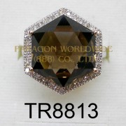 10K White Gold Ring  Smoky Quartz and White Diamond - TR8813  