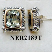 925 Sterling Silver & 14K Earrings Green Amethyst - NER2189T