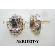 925 Sterling Silver &14K Earrings  Pink Amethyst - NER2192T