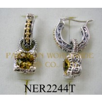 925 Sterling Silver & 14K Earrings  Citrine - NER2244T