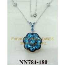 925 Sterling Silver Necklace Light Swiss Blue Topaz - NN784