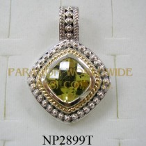 925 Sterling Silver & 14K Pendant  Lemon Quartz - NP2899T