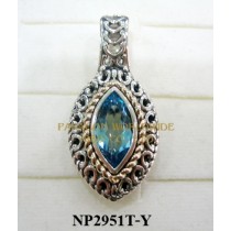 925 Sterling Silver &14K Pendant  Sky Blue Topaz - NP2951T