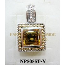 925 Sterling Silver & 14K Pendant  Citrine - NP5055T