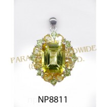 925 Sterling Silver Pendant Citrine and Peridot - NP8811