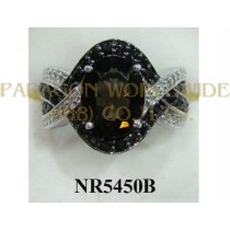 925 Sterling Silver Ring Smoky Quartz and White Diamond - NR5450B