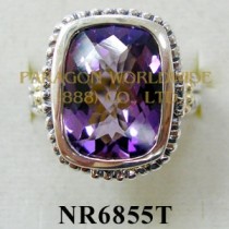 925 Sterling Silver & 14K Ring  Amethyst - NR6855T