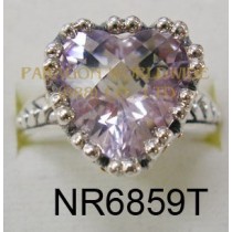 925 Sterling Silver & 14K Ring Pink  Amethyst - NR6859T 