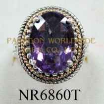 925 Sterling Silver & 14K Ring  Amethyst - NR6860T