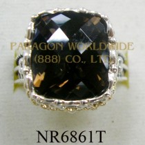 925 Sterling Silver & 14K Ring Smoky Quartz - NR6861T