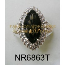 925 Sterling Silver & 14K Ring Smoky Quartz - NR6863T