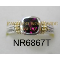 925 Sterling Silver &14K Ring Rhodolite - NR6867T