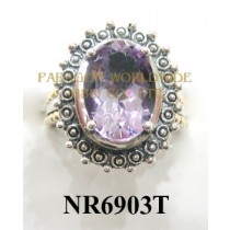 925 Sterling Silver &14K Ring Pink  Amethyst - NR6903T