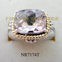 925 Sterling Silver & 14K Ring  Pink  Amethyst - NR7174T