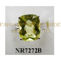 925 Sterling Silver Ring Lemon Quartz and White Diamond - NR7272B