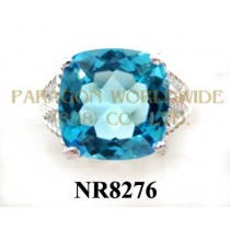 925 Sterling Silver Ring Light Swiss Blue Topaz - NR8276