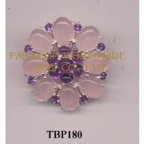 10K  Yellow Gold  Pin  Rose Quartz and Amethyst   - TBP180  