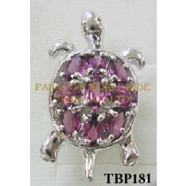 10K White Gold Pin  Rhodolite  - TBP181  