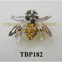 10K White Gold Pin  Citrine and Smoky Quartz - TBP182 