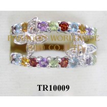 10K White Gold Ring  Multi and White diamond - TR10009 