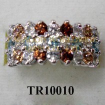 10K White Gold Ring  Multi Zircon - TR10010