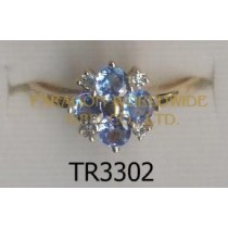 10K Yellow Gold Ring  Tanzanite and White Diamond - TR3302 