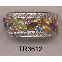 10K Yellow Gold Ring  Multi and White Diamond - TR3612 