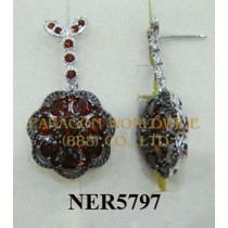 925 Sterling Silver Earrings  Garnet - NER5797
