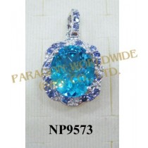 925 Sterling Silver Pendant  Light Swiss Blue Topaz and Iolite - NP9573