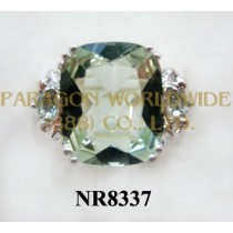 925 Sterling Silver Ring Green Amethyst - NR8337