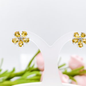Flower Collection 925 Sterling Silver Earrings Citrine - NER2885C