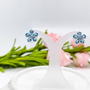 Flower Collection 925 Sterling Silver Earrings Blue topaz - NER2885C