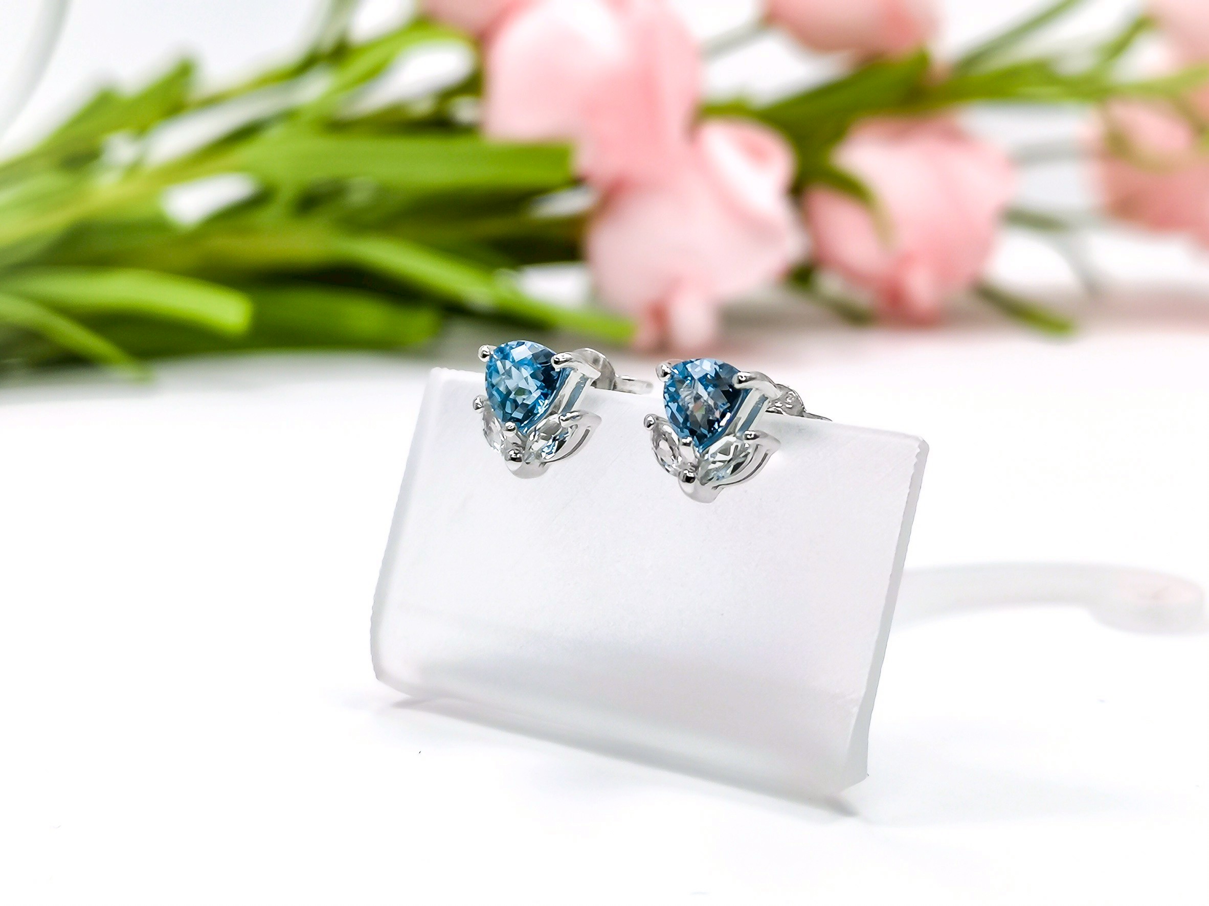 925 Sterling Silver Earrings Blue topaz - NER6599 - Image 3