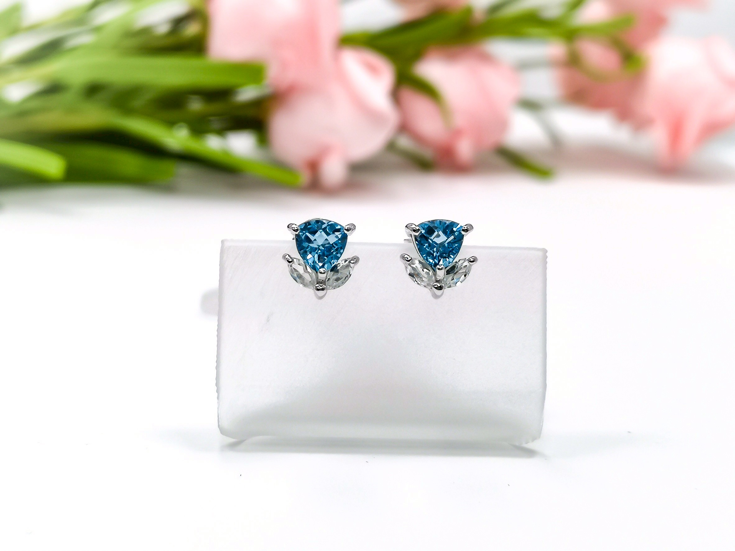 925 Sterling Silver Earrings Blue topaz - NER6599 - Image 2