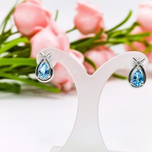 925 Sterling Silver Earrings Blue Topaz - NER6605