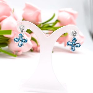 925 Sterling Silver Earrings Blue topaz - NER6638