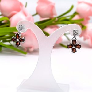 925 Sterling Silver Earrings Garnet - NER6638