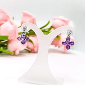 925 Sterling Silver Earrings Amethyst - NER6638