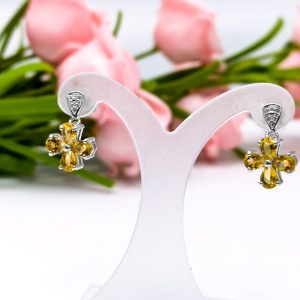 925 Sterling Silver Earrings Citrine - NER6638