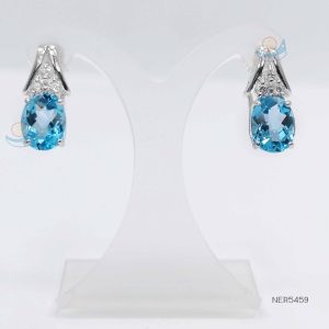 925 Sterling Silver Earrings Blue Topaz - NER5459
